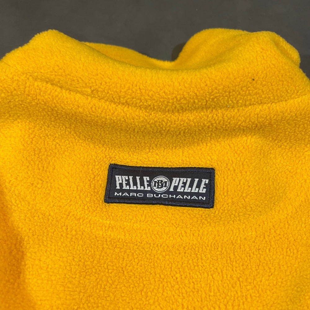 Pelle Pelle Marc Buchanan Mens Yellow Fleece 1/4 Zip Pullover Jacket Size Medium - Picture 5 of 7